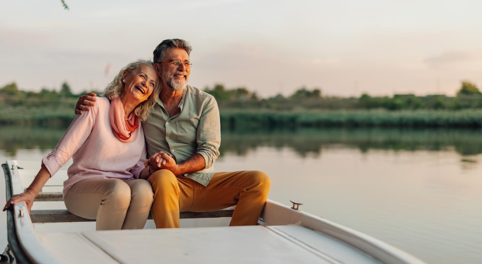 a man and woman on a boat