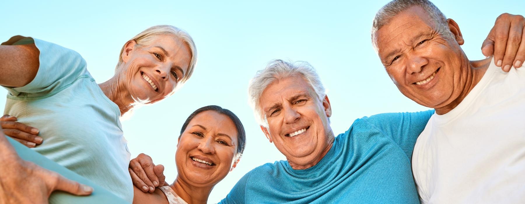 a group of people working out outside